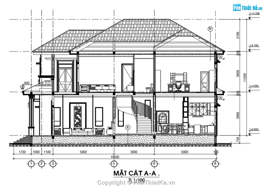 Biệt thự mái thái đẹp,Biệt thự 2 tầng,Bản vẽ nhà mái thái